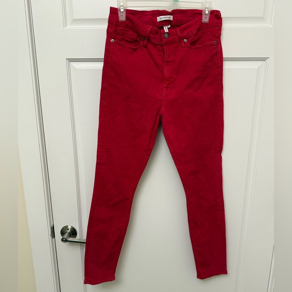 Good American Bold Red Skinny Jeans